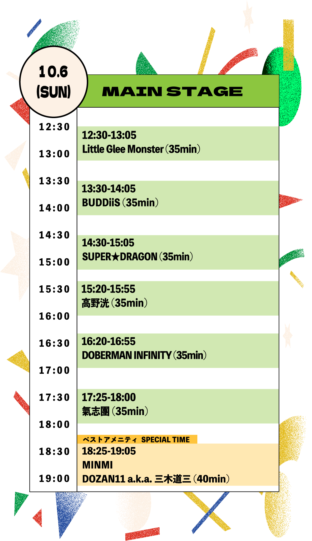 タイムテーブル 10/6